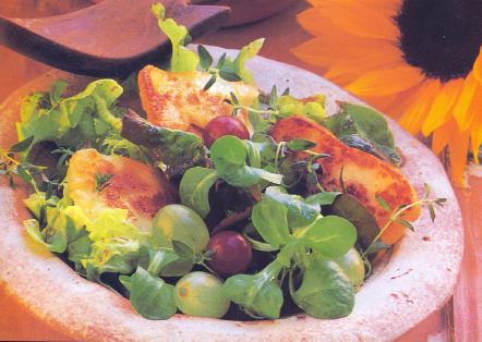 ensalada de halloullli y uvas (receta griega)