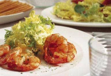 ensalada de gambas y escarola