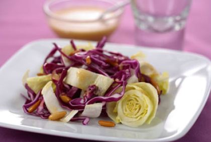 ensalada bicolor con salsa de mostaza