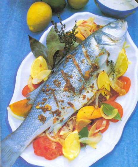 pescado al horno con salsa de tahini