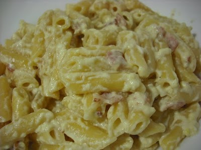 macarrones a la carbonara con torta